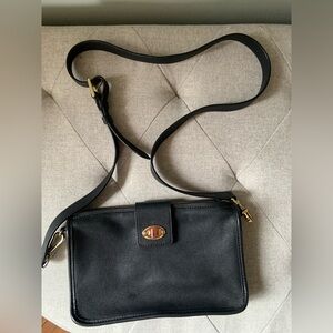 Talbots Elegant Black Leather Crossbody Bag